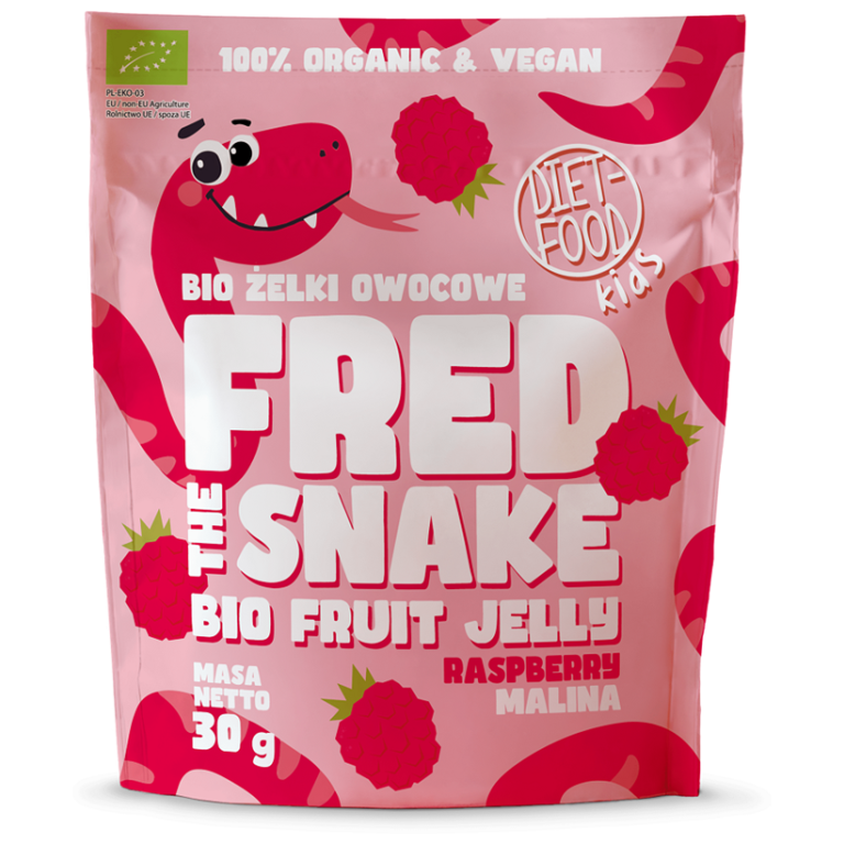 ŻELKI MALINA BIO 30 g - DIET-FOOD (FRED THE SNAKE)