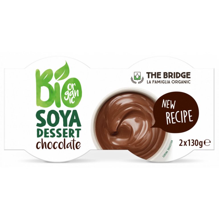 DESER SOJOWY O SMAKU CZEKOLADOWYM BEZGLUTENOWY BIO (2 x 130 g) 260 g - THE BRIDGE