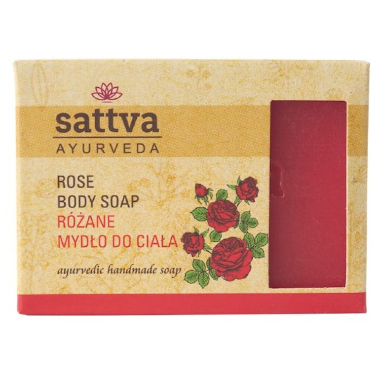MYDŁO W KOSTCE DO CIAŁA RÓŻA 125 g - SATTVA (AYURVEDA)