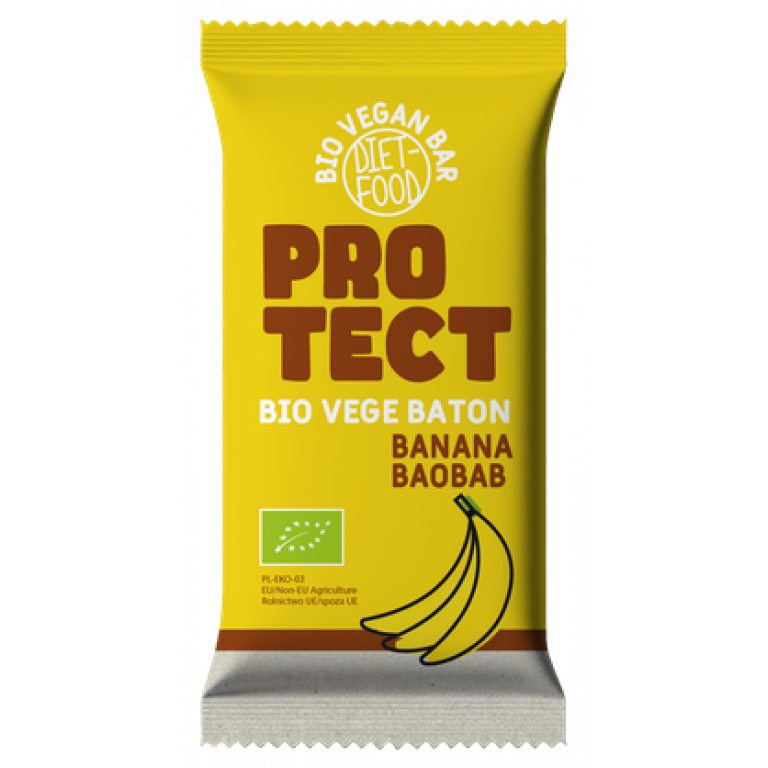 BATON BANANOWY Z BAOBABEM PROTECT BIO 35 g - DIET-FOOD