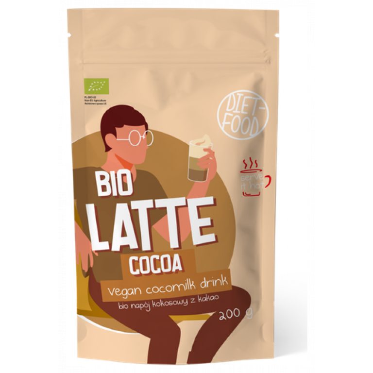 LATTE COCOA - NAPÓJ KOKOSOWY Z KAKAO BIO 200 g - DIET-FOOD