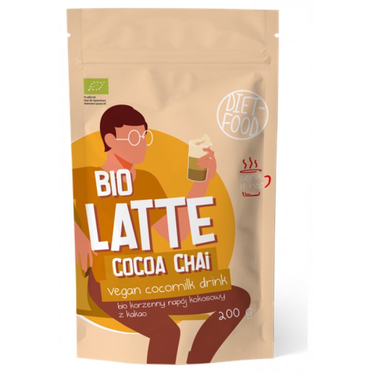 LATTE COCOA CHAI - NAPÓJ KOKOSOWO - KORZENNY Z KAKAO BIO 200 g - DIET-FOOD