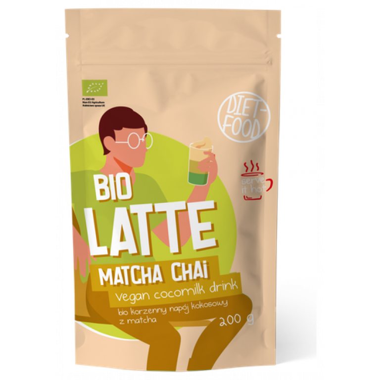 LATTE MATCHA CHAI - NAPÓJ KOKOSOWO - KORZENNY Z MATCHĄ BIO 200 g - DIET-FOOD