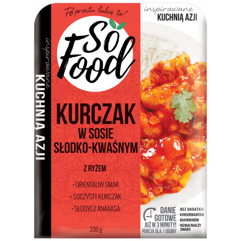 KURCZAK Z RYŻEM W SOSIE SŁODKO - KWAŚNYM 330 g - SO FOOD