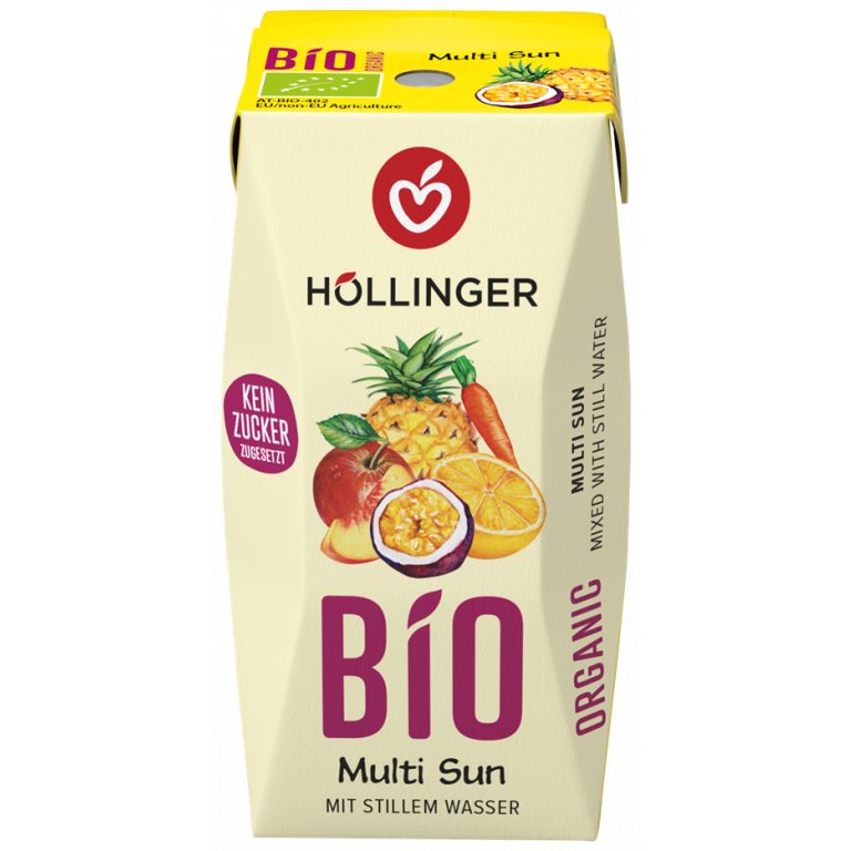 NEKTAR WIELOOWOCOWY + MARCHEW BEZ DODATKU CUKRÓW (MULTI SUNRISE) BIO 200 ml - HOLLINGER