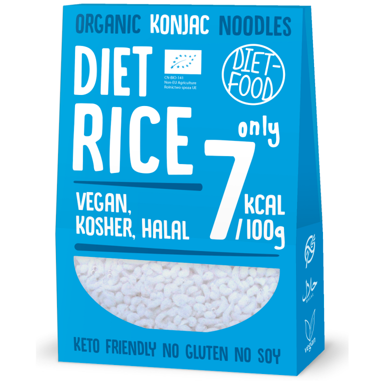 MAKARON (KONJAC) W KSZTAŁCIE RYŻU BEZGLUTENOWY BIO 385 g (300 g) - DIET-FOOD