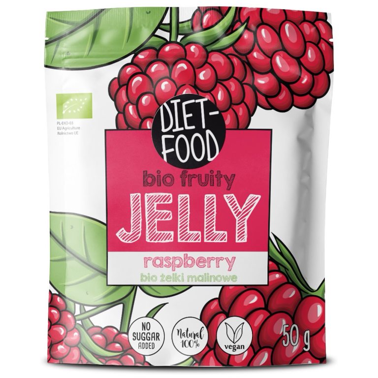 ŻELKI MALINOWE BEZ ŻELATYNY BIO 50 g - DIET-FOOD