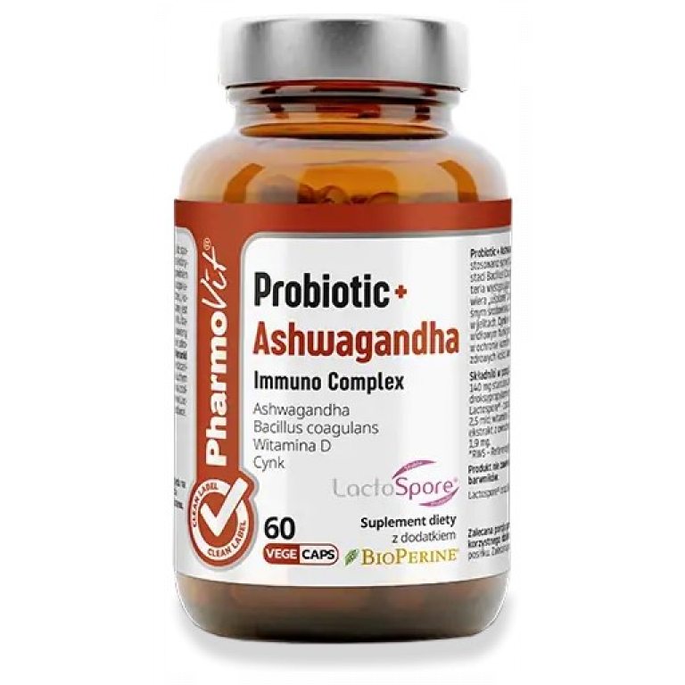 PROBIOTIC + ASHWAGANDHA IMMUNO COMPLEX BEZGLUTENOWE 60 KAPSUŁEK - PHARMOVIT (CLEAN LABEL)