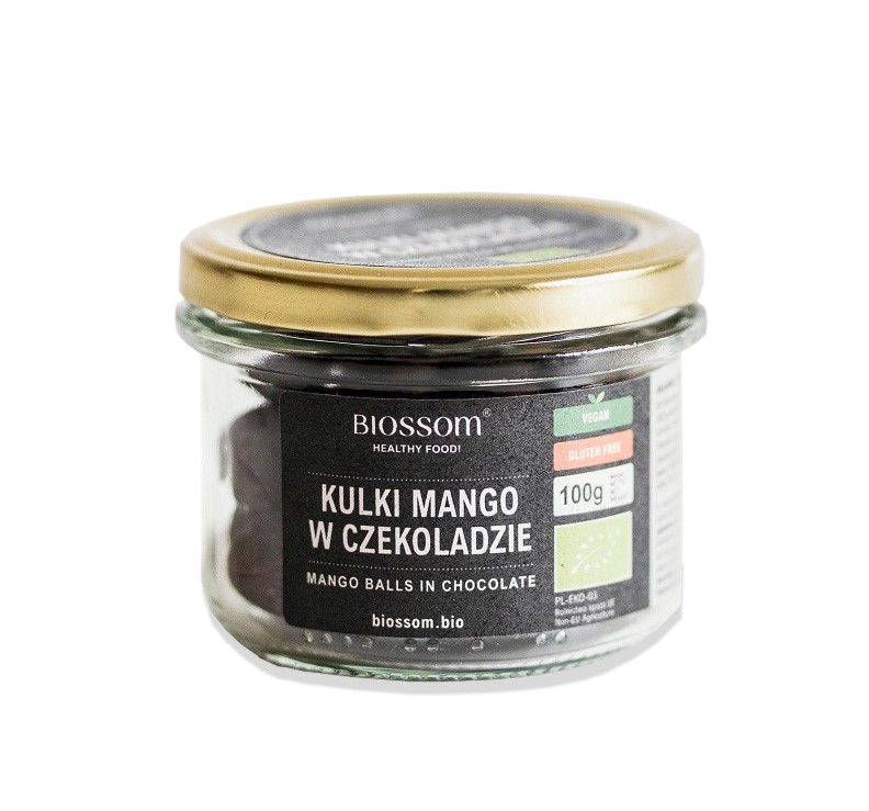 KULKI MANGO W CZEKOLADZIE BEZGLUTENOWE BIO 100 g - BIOSSOM