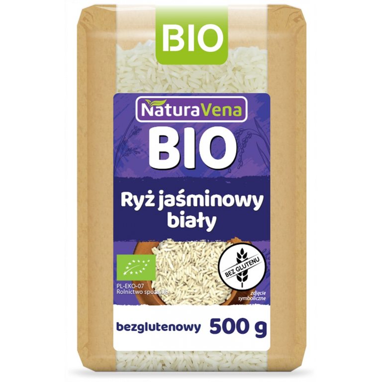 RYŻ JAŚMINOWY BIAŁY BEZGLUTENOWY BIO 500 g - NATURAVENA