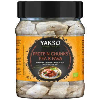 ZAMIENNIK MIĘSA Z BIAŁKA GROCHU I BOBU BEZGLUTENOWY BIO 100 g - YAKSO