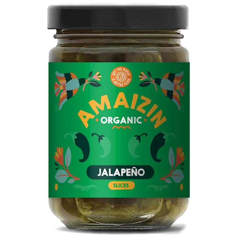 PAPRYKA JALAPENO ZIELONA KROJONA W ZALEWIE BIO 170 g (60 g) - AMAIZIN