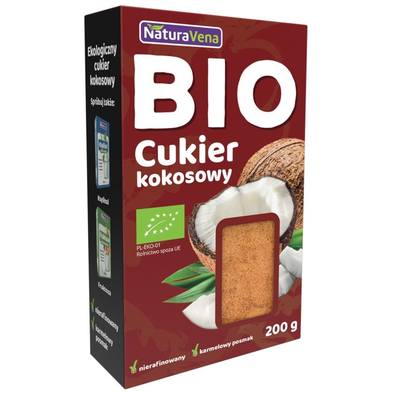 CUKIER KOKOSOWY BIO 200 g - NATURAVENA