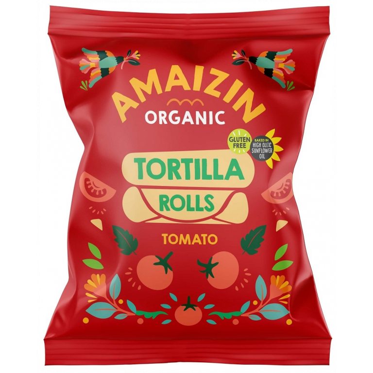 CHIPSY TORTILLA KUKURYDZIANE POMIDOROWE BEZGLUTENOWE BIO 100 g - AMAIZIN