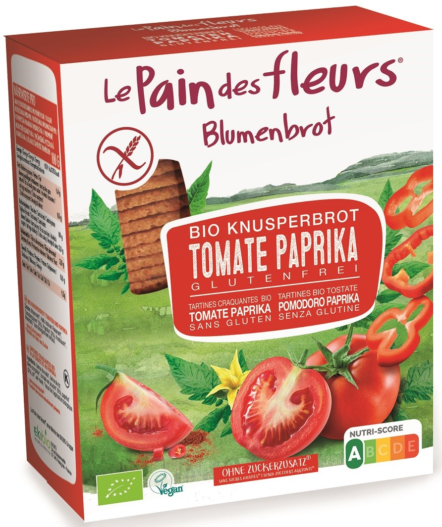 PIECZYWO CHRUPKIE POMIDOROWO - PAPRYKOWE BEZGLUTENOWE BIO 150 g - LE PAIN DES FLEURS