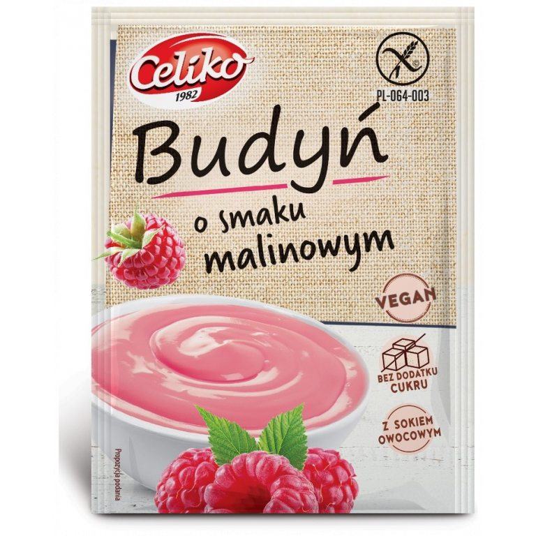 BUDYŃ O SMAKU MALINOWYM BEZGLUTENOWY 40 g - CELIKO