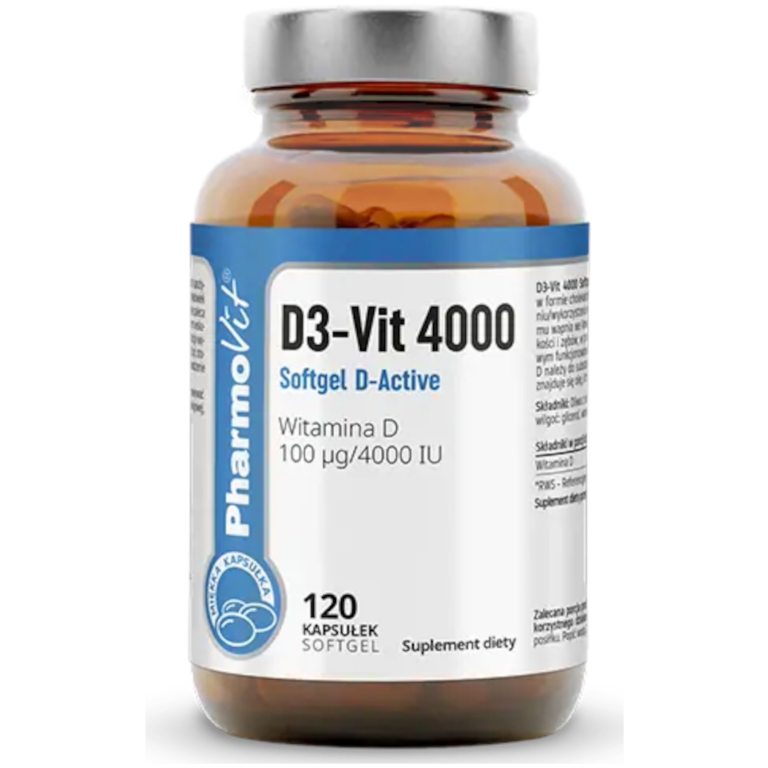WITAMINA D3-VIT 100 µg (4000 j.m) BEZGLUTENOWA 120 KAPSUŁEK - PHARMOVIT (CLEAN LABEL)