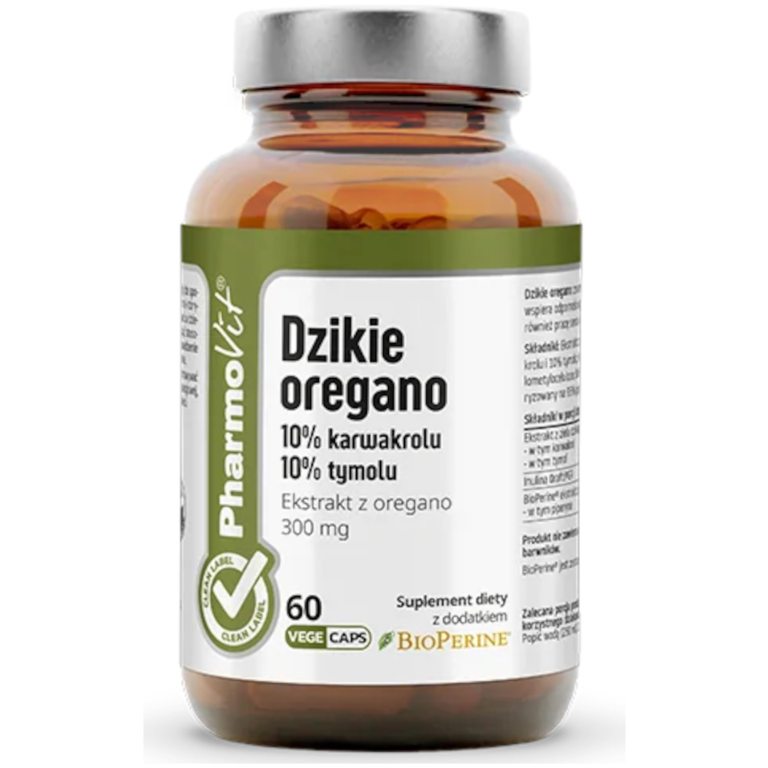 DZIKIE OREGANO EKSTRAKT (300 mg) BEZGLUTENOWY 60 KAPSUŁEK - PHARMOVIT (CLEAN LABEL)