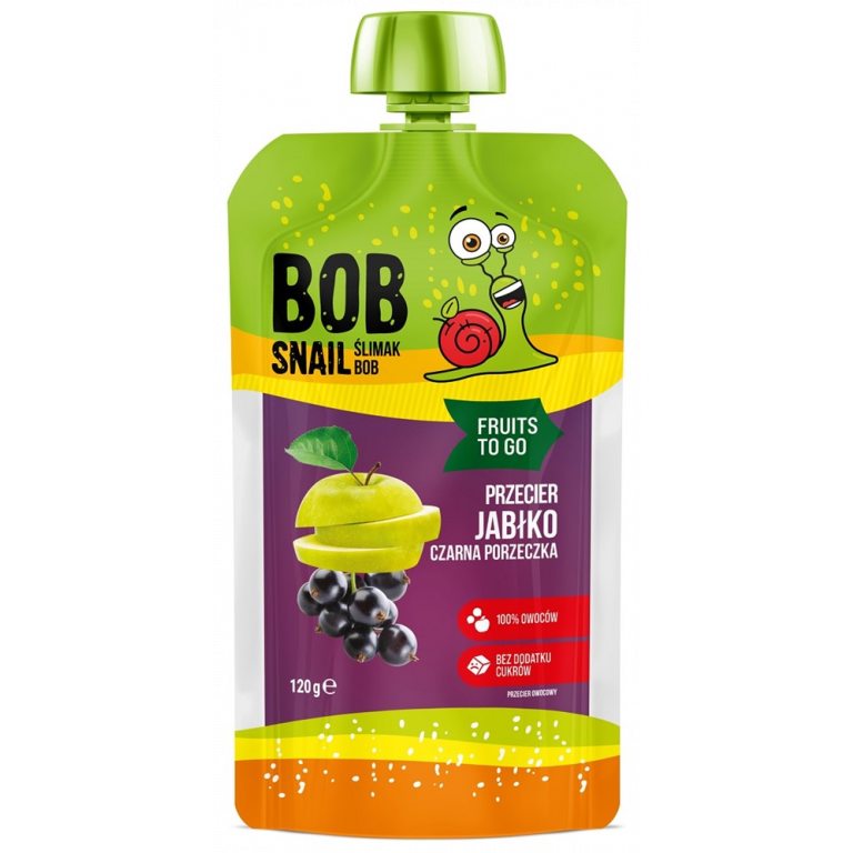 MUS FRUITS TO GO JABŁKO - CZARNA PORZECZKA BEZ DODATKU CUKRU 120 g - BOB SNAIL