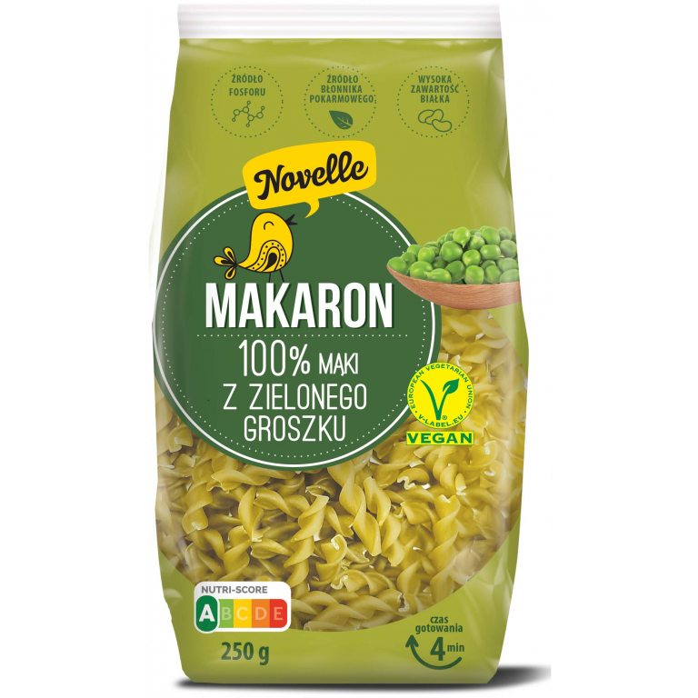 MAKARON PROTEINOWY (Z GROSZKU ZIELONEGO) ŚWIDERKI 250 g - NOVELLE