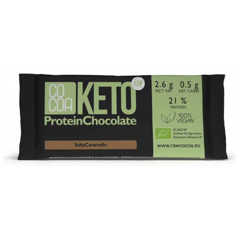 CZEKOLADA PROTEINOWA O SMAKU SŁONEGO KARMELU KETO BIO 40 g - COCOA