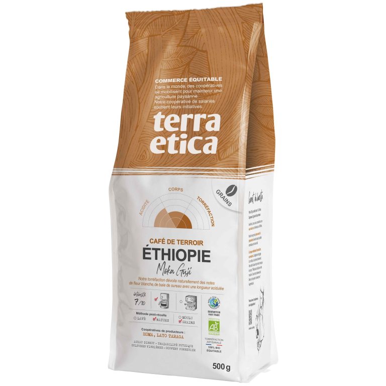 KAWA ZIARNISTA ARABICA 100 % MOKA GUJI ETIOPIA FAIR TRADE BIO 500 g - TERRA ETICA