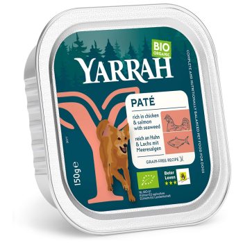 (DLA PSA) PASZTET Z KURCZAKA I ŁOSOSIA Z ALGAMI MORSKIMI BIO 150 g - YARRAH