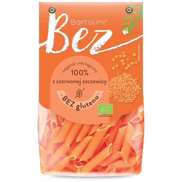 MAKARON PROTEINOWY (Z SOCZEWICY CZERWONEJ) PENNE BEZGLUTENOWY BIO 250 g - BARTOLINI