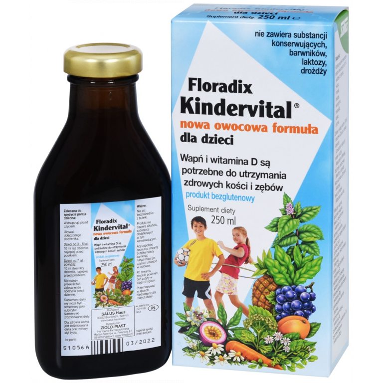 SUPLEMET DIETY WAPŃ I WITAMINA D DLA DZIECI W PŁYNIE BEZGLUTENOWY 250 ml - SALUS (FLORADIX)