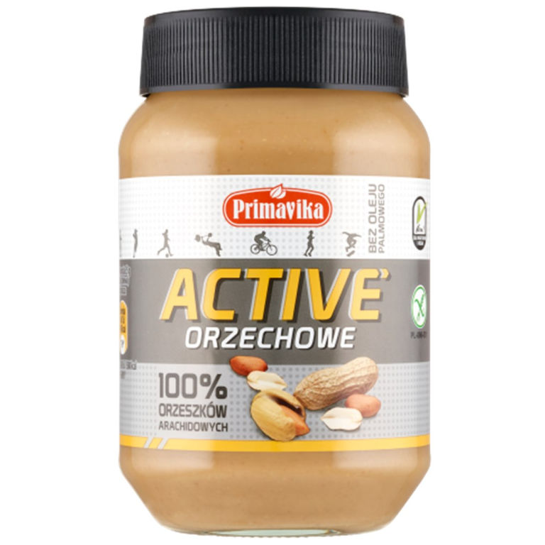 KREM Z PRAŻONYCH ORZESZKÓW ZIEMNYCH ACTIVE BEZGLUTENOWY 470 g - PRIMAVIKA