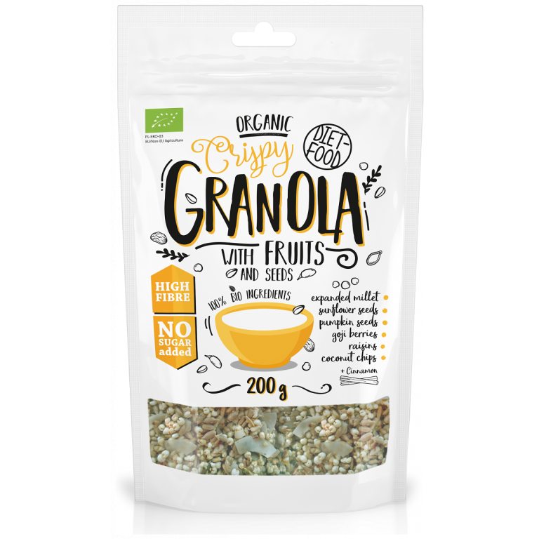 GRANOLA OWOCOWA Z NASIONAMI BIO 200 g - DIET-FOOD