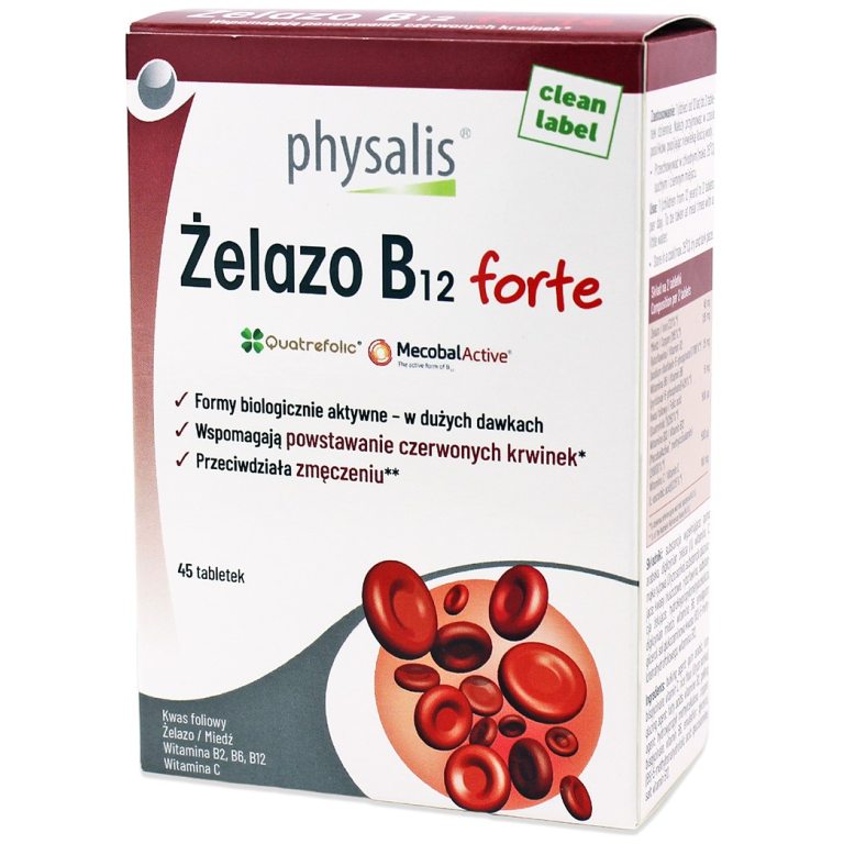 ŻELAZO + WITAMINA B12 FORTE 45 TABLETEK - PHYSALIS