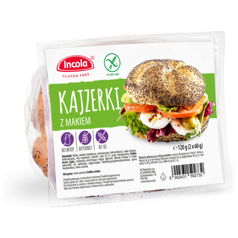BUŁKA KAJZERKA Z MAKIEM BEZGLUTENOWA (2 szt.) 120 g - INCOLA