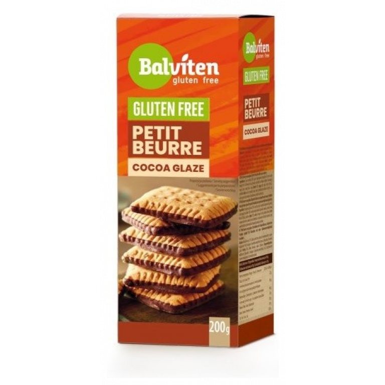 HERBATNIKI PETIT BEURRE Z DODATKIEM POLEWY KAKAOWEJ BEZGLUTENOWE 200 g - BALVITEN