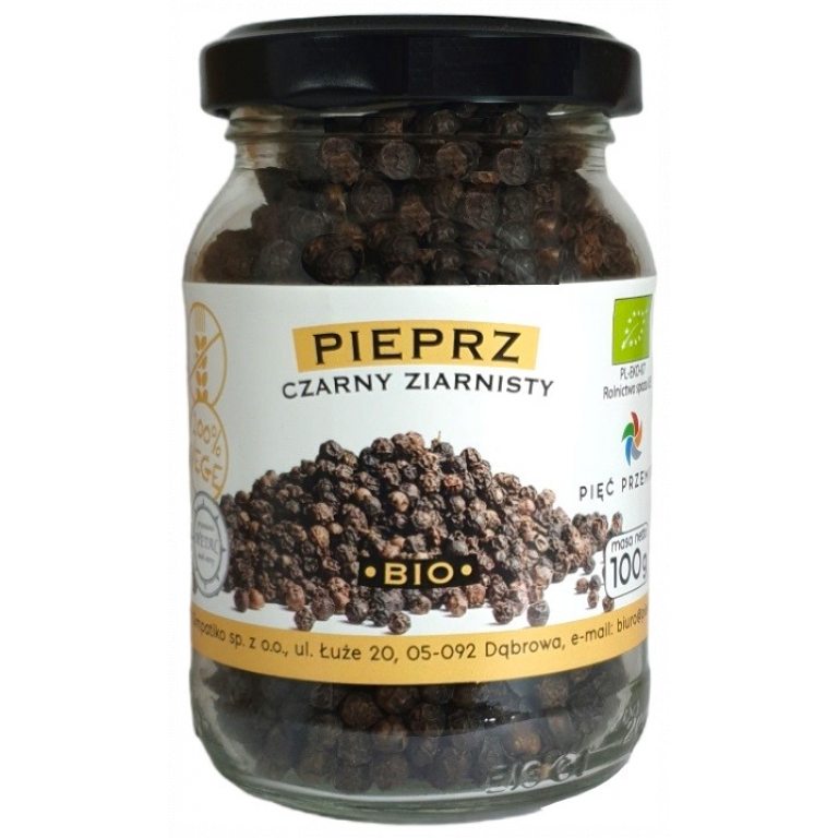 PIEPRZ CZARNY ZIARNISTY BEZGLUTENOWY BIO 100 g - PIĘĆ PRZEMIAN