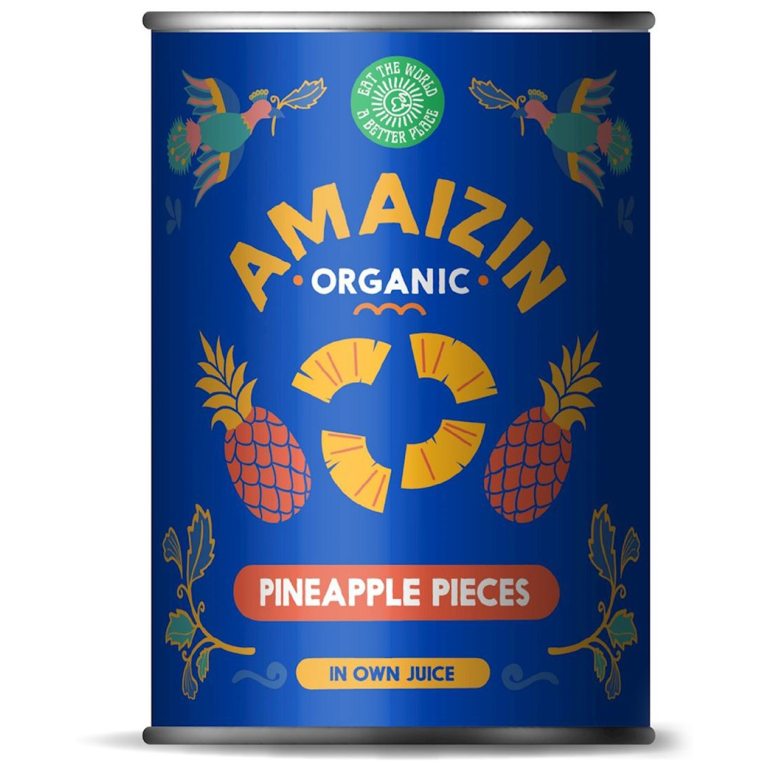 ANANAS KAWAŁKI W SOKU WŁASNYM BIO 400 g (250 g) - AMAIZIN
