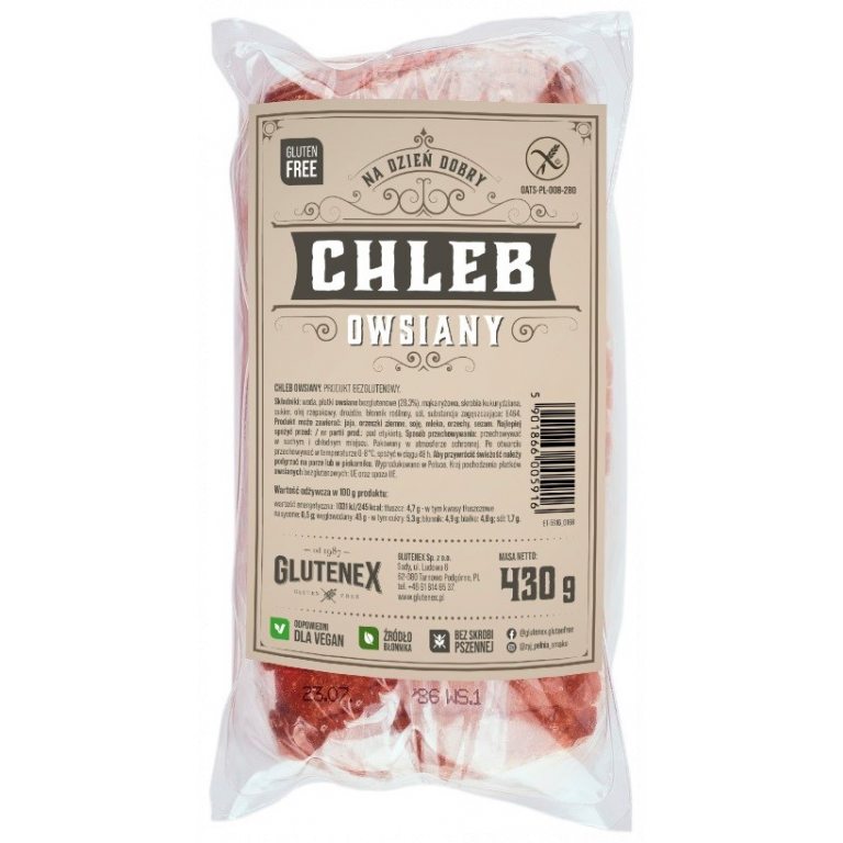 CHLEB OWSIANY KROJONY BEZGLUTENOWY 430 g - GLUTENEX