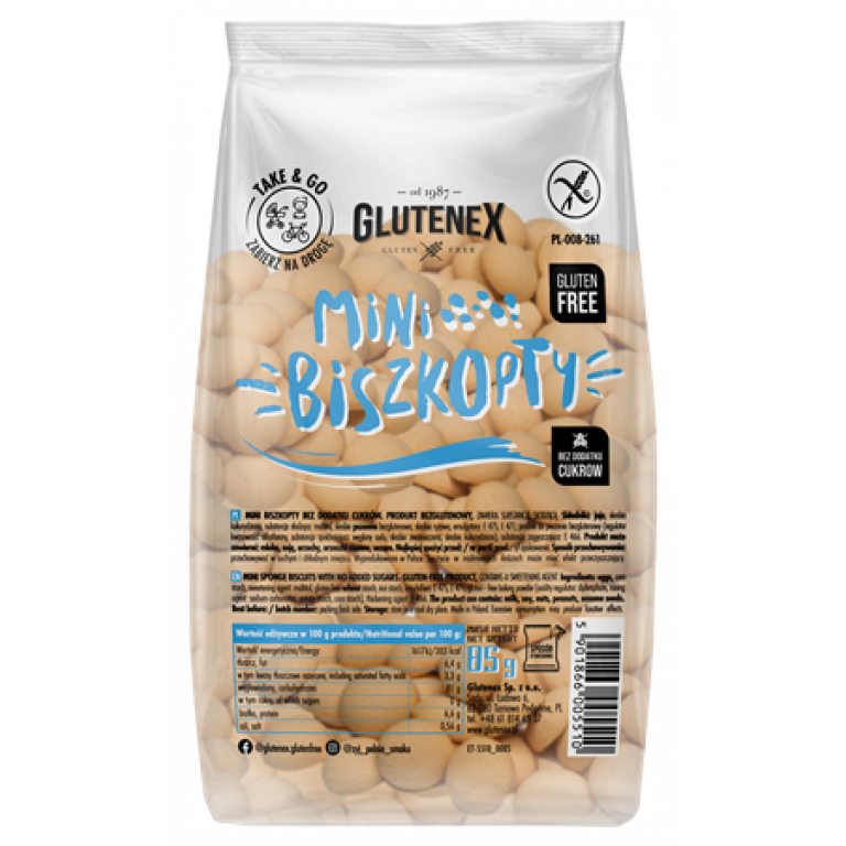 BISZKOPTY MINI BEZ DODATKU CUKRÓW BEZGLUTENOWE 85 g - GLUTENEX