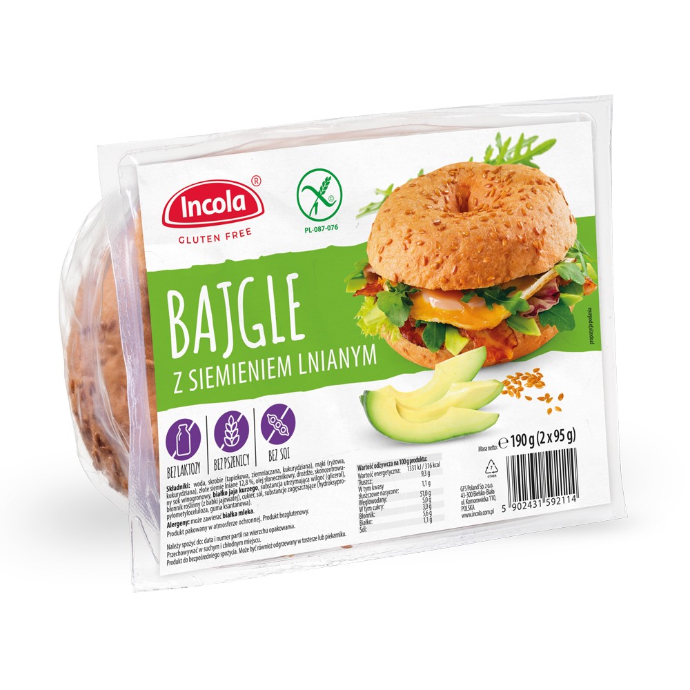 BAJGLE Z SIEMIENIEM LNIANYM BEZGLUTENOWE (2 x 95 g) 190 g - INCOLA