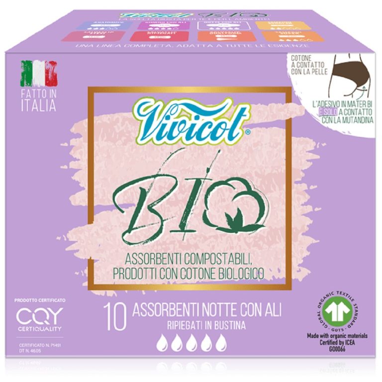 PODPASKI HIGIENICZNE ZE SKRZYDEŁKAMI NA NOC ECO 10 szt. - VIVICOT