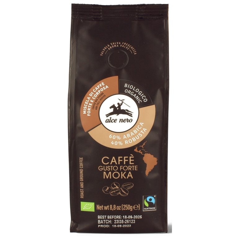 KAWA MIELONA ARABICA/ROBUSTA STRONG FAIR TRADE BIO 250 g - ALCE NERO