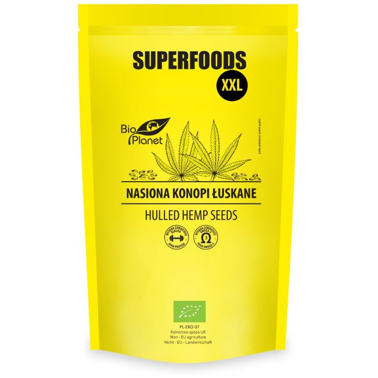 NASIONA KONOPI ŁUSKANE BIO 600 g - BIO PLANET SUPERFOODS