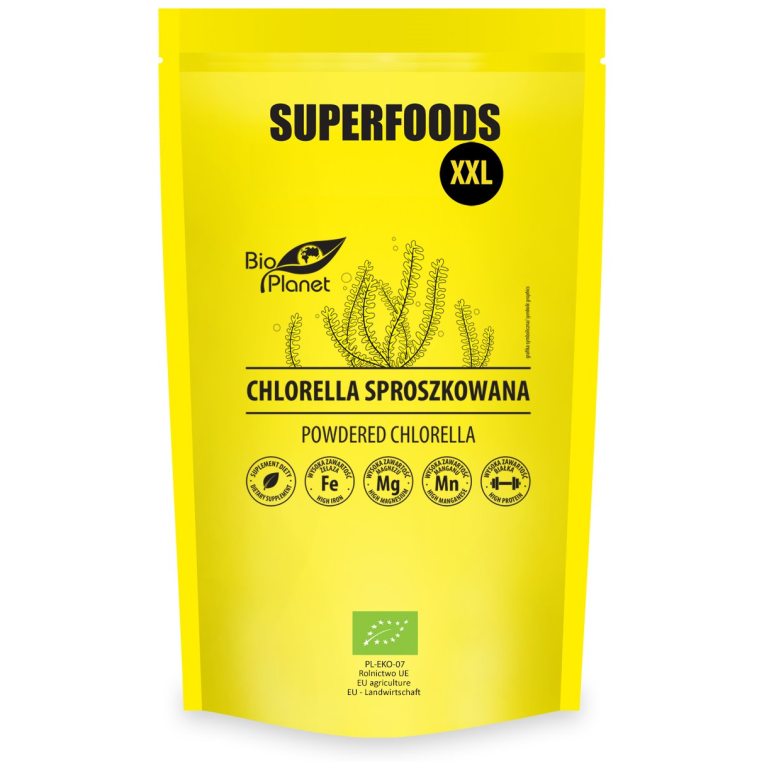 CHLORELLA SPROSZKOWANA BIO 600 g - BIO PLANET SUPERFOODS