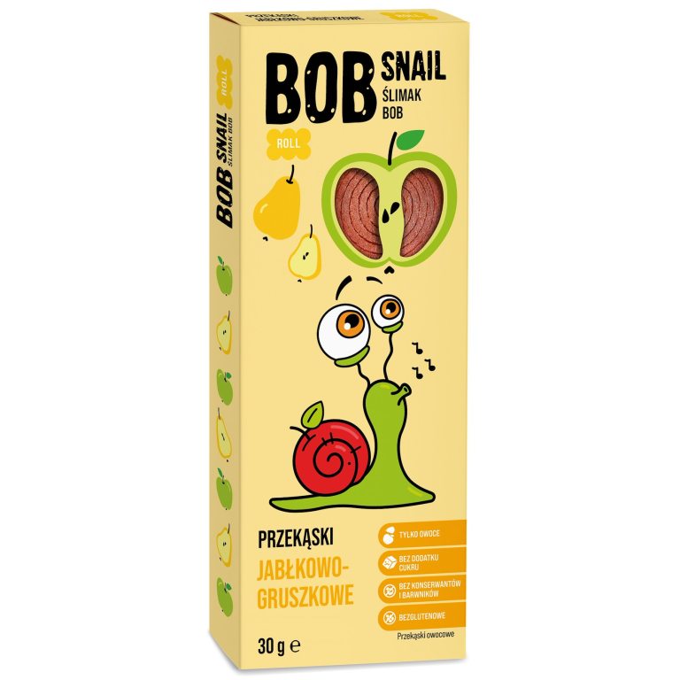 PRZEKĄSKA ROLL JABŁKO - GRUSZKA BEZ DODATKU CUKRÓW BEZGLUTENOWA 30 g - BOB SNAIL