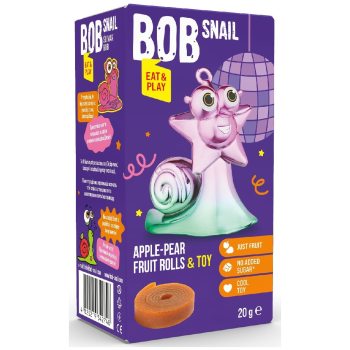 PRZEKĄSKA ROLL EAT & PLAY JABŁKO - GRUSZKA Z ZABAWKĄ BEZGLUTENOWA 20 g - BOB SNAIL