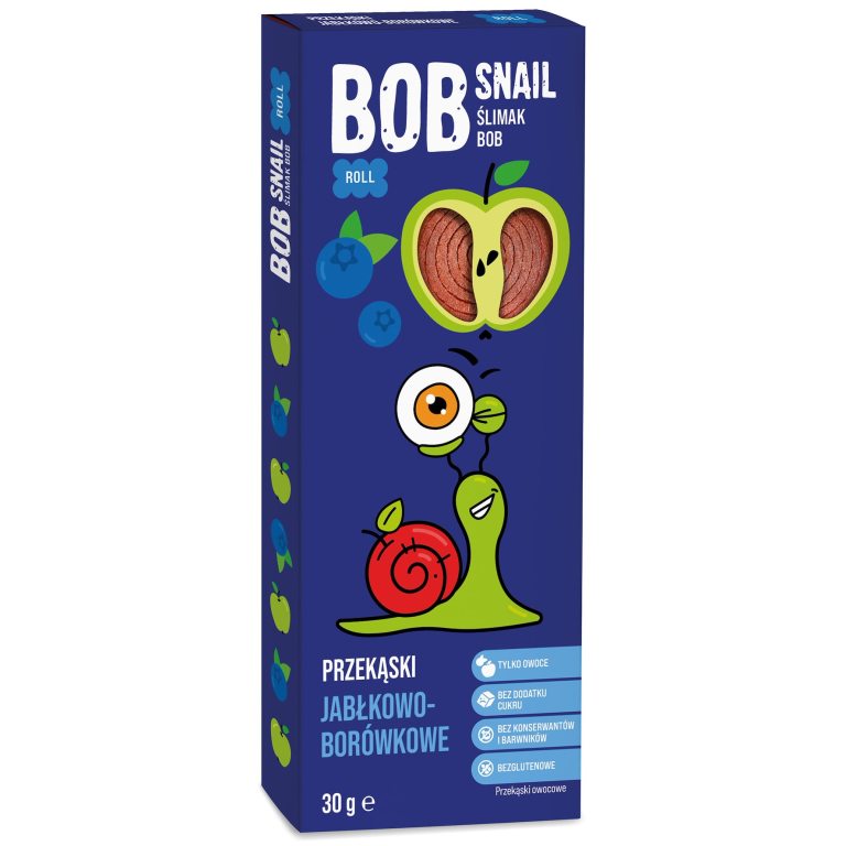 PRZEKĄSKA ROLL JABŁKO - BORÓWKA BEZ DODATKU CUKRÓW BEZGLUTENOWA 30 g - BOB SNAIL