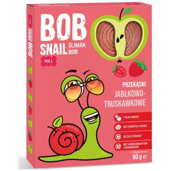 PRZEKĄSKA ROLL JABŁKO - TRUSKAWKA BEZ DODATKU CUKRÓW BEZGLUTENOWA 60 g - BOB SNAIL