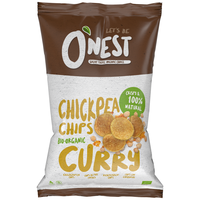 CHIPSY Z CIECIERZYCY Z CURRY BEZGLUTENOWE BIO 75 g - O'NEST