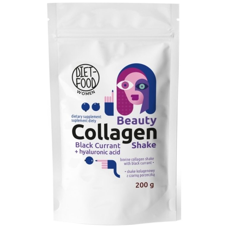 SHAKE KOLAGENOWY Z KWASEM HIALURONOWYM I CZARNĄ PORZECZKĄ W PROSZKU 200 g - DIET-FOOD (WOMEN)