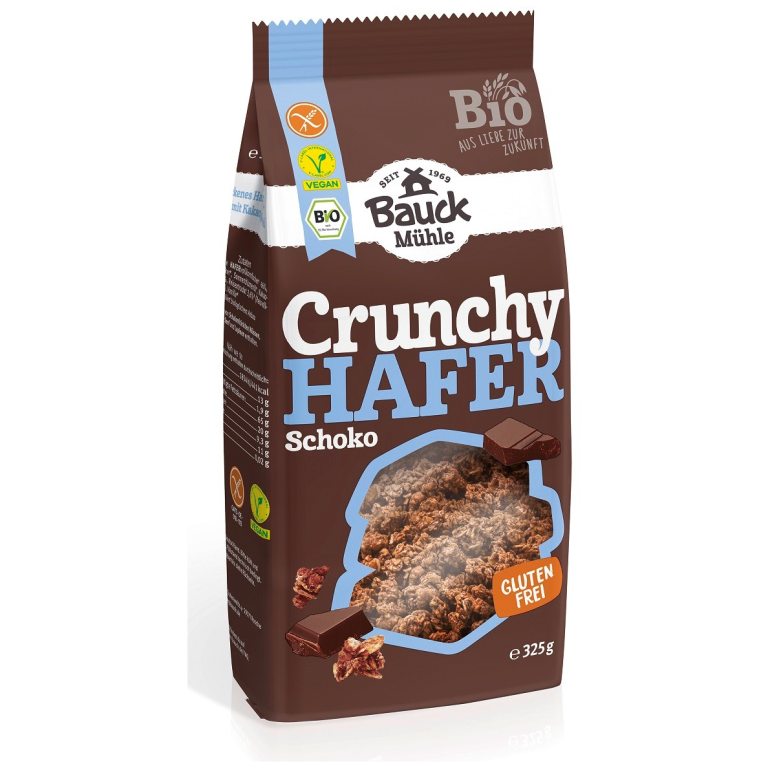 CRUNCHY OWSIANE KAKAOWE BEZGLUTENOWE BIO 325 g - BAUCK HOF